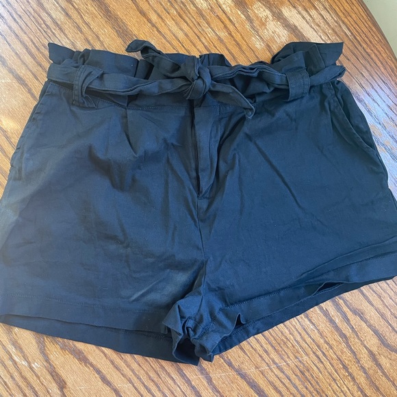 Black summer pinup waist tie paper bag shorts retro large l goth rockabilly - Picture 5 of 9